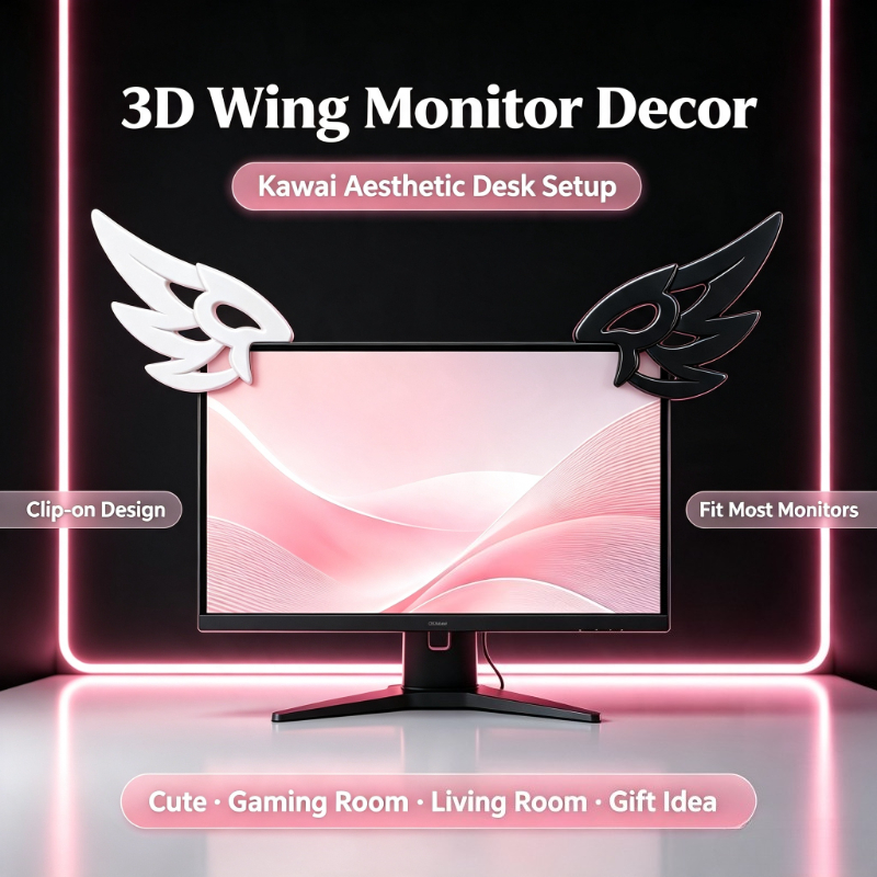 Desk Setup Gifts - Decoração Kawaii 3D com Asas para