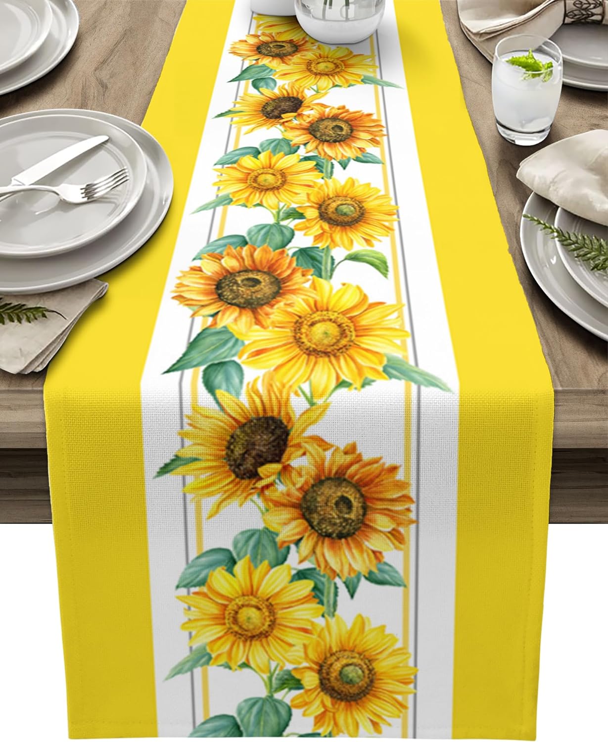 Yellow Desk Setup - Camino de mesa de linho de