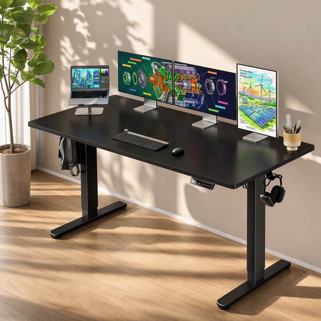 Desk Setup Height - Mesa Elétrica Ajustável, Tampo Inteiriço, Mesa