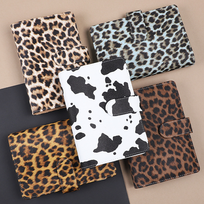 Ring Binder Box - A6 leopardo impressão folha solta capa