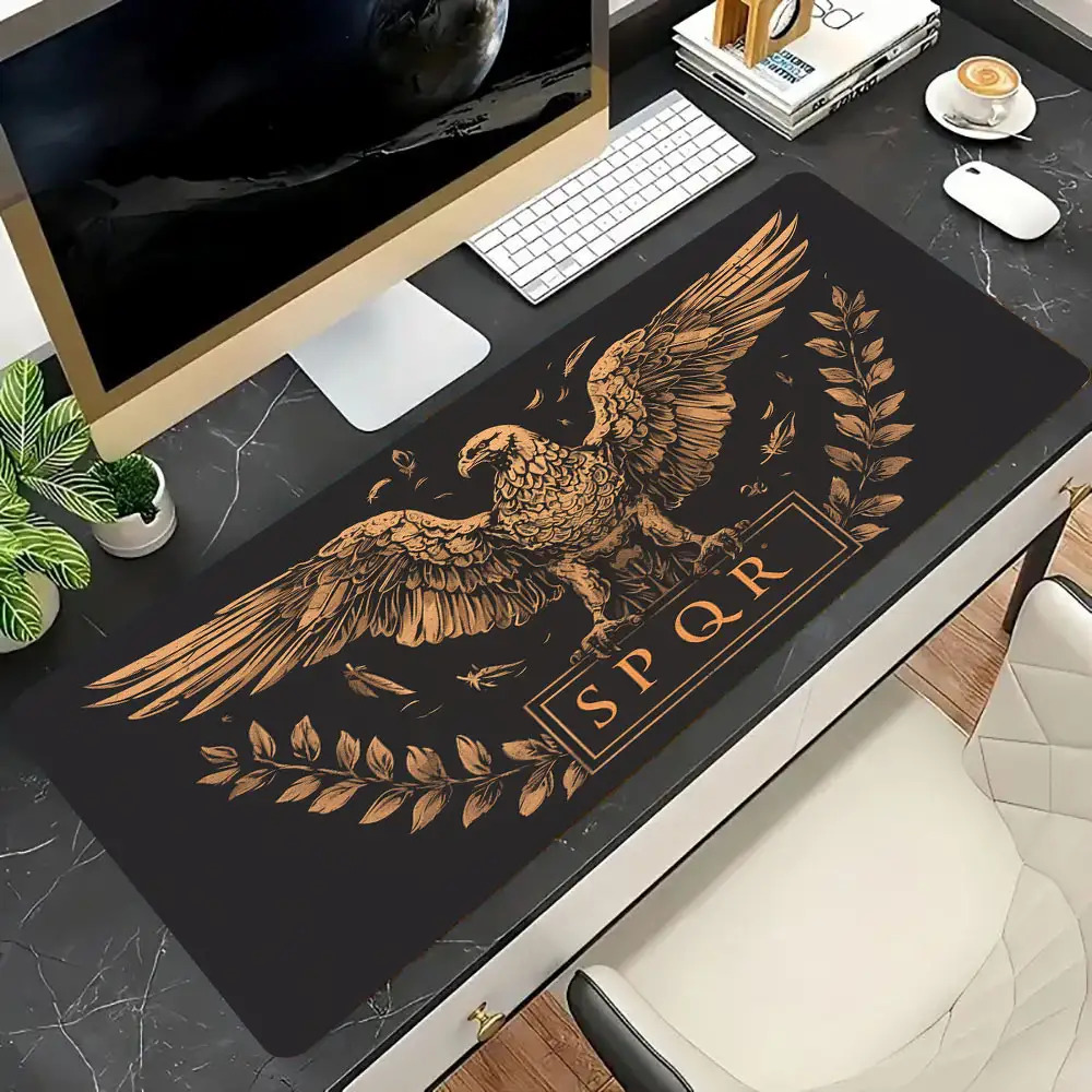 Desk Room Setup - Tapete de Mesa Marrom Dourado e