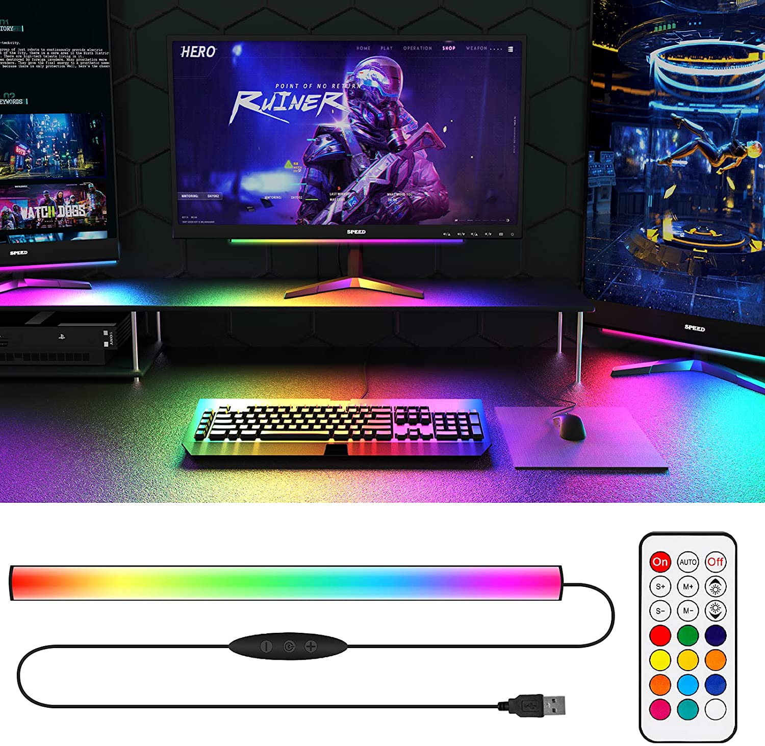 Desk Room Setup - Sob a barra de luz do