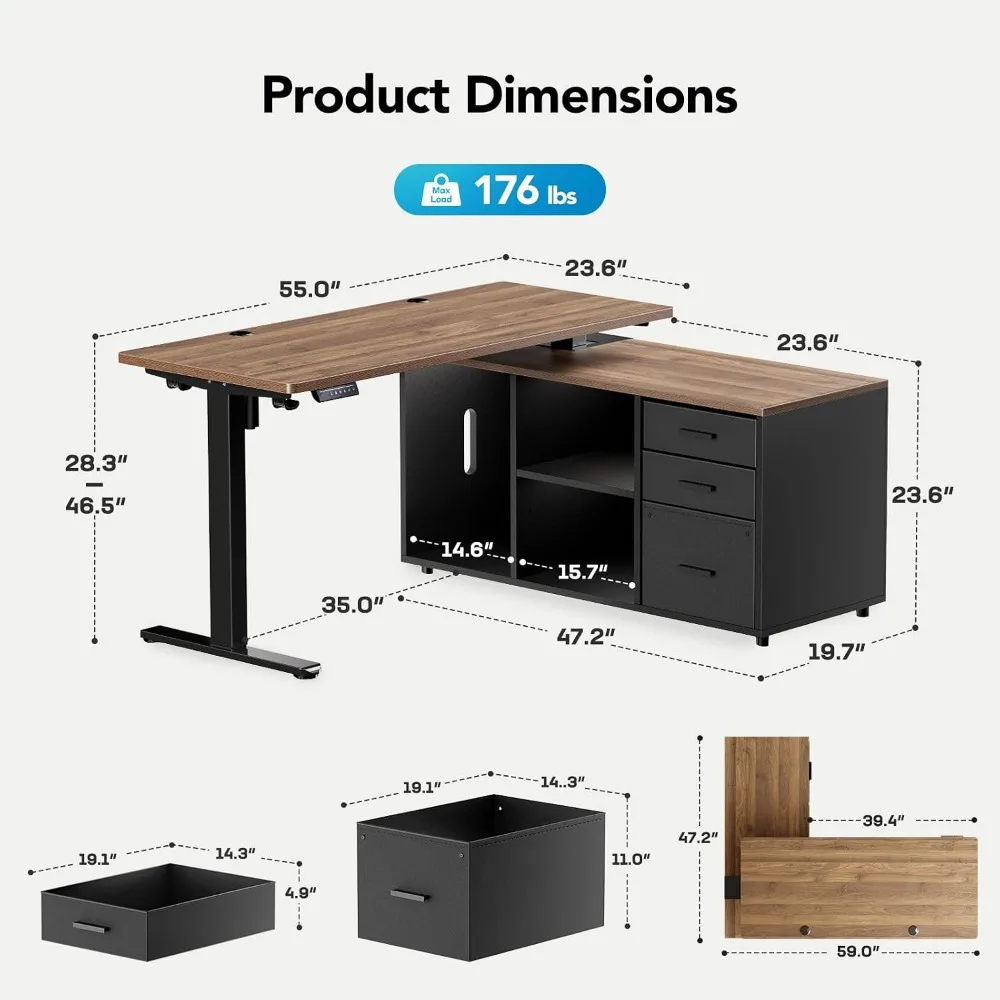 Mesa de Escritório em L HUANUO - Desk Setup Height avaliação e preço