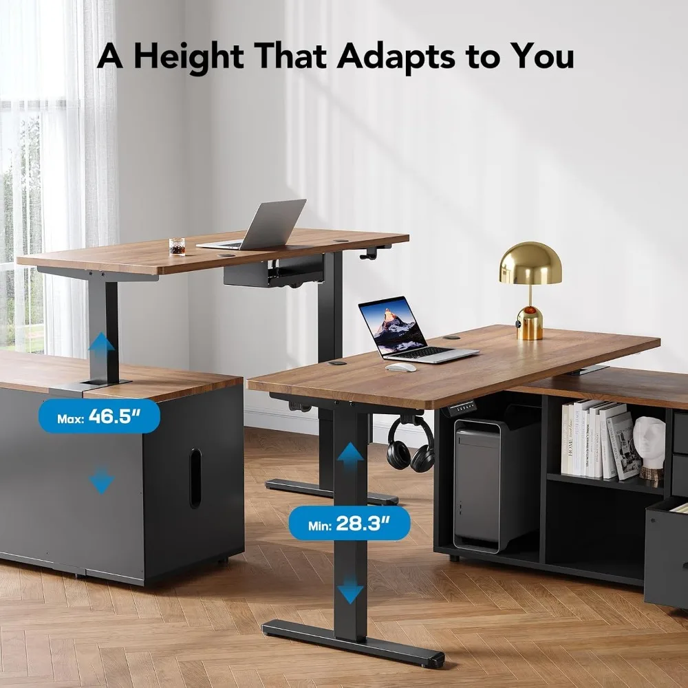 Mesa de Escritório em L HUANUO - Desk Setup Height avaliação e preço