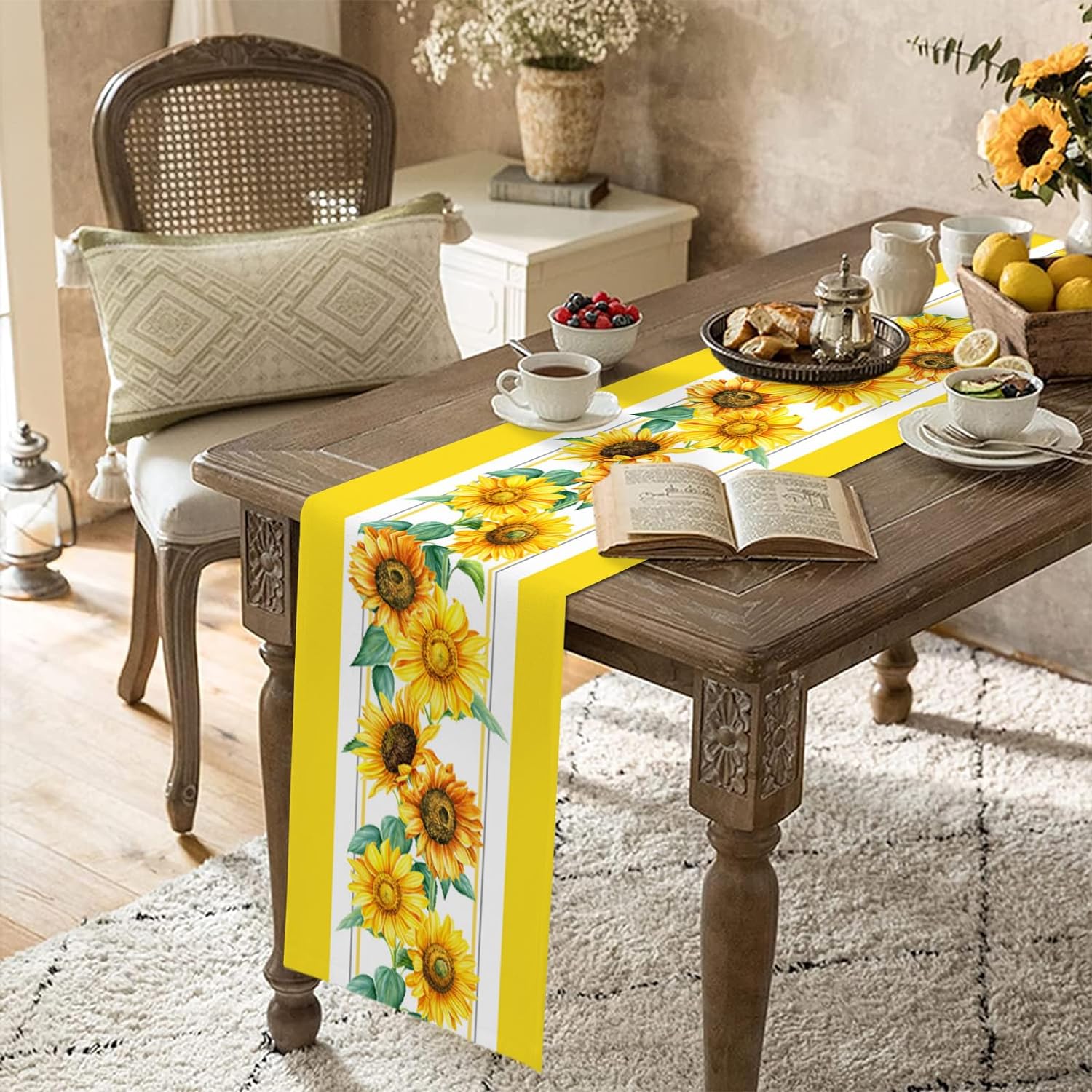 Camino de mesa de linho de gir - Yellow Desk Setup avaliação e preço