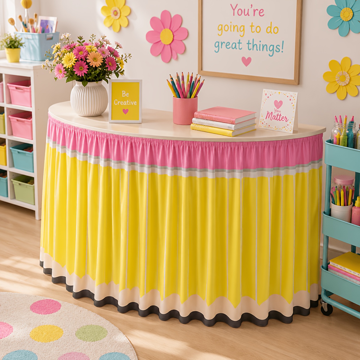 1PC Saia de Mesa Escolar com T - Yellow Desk Setup avaliação e preço