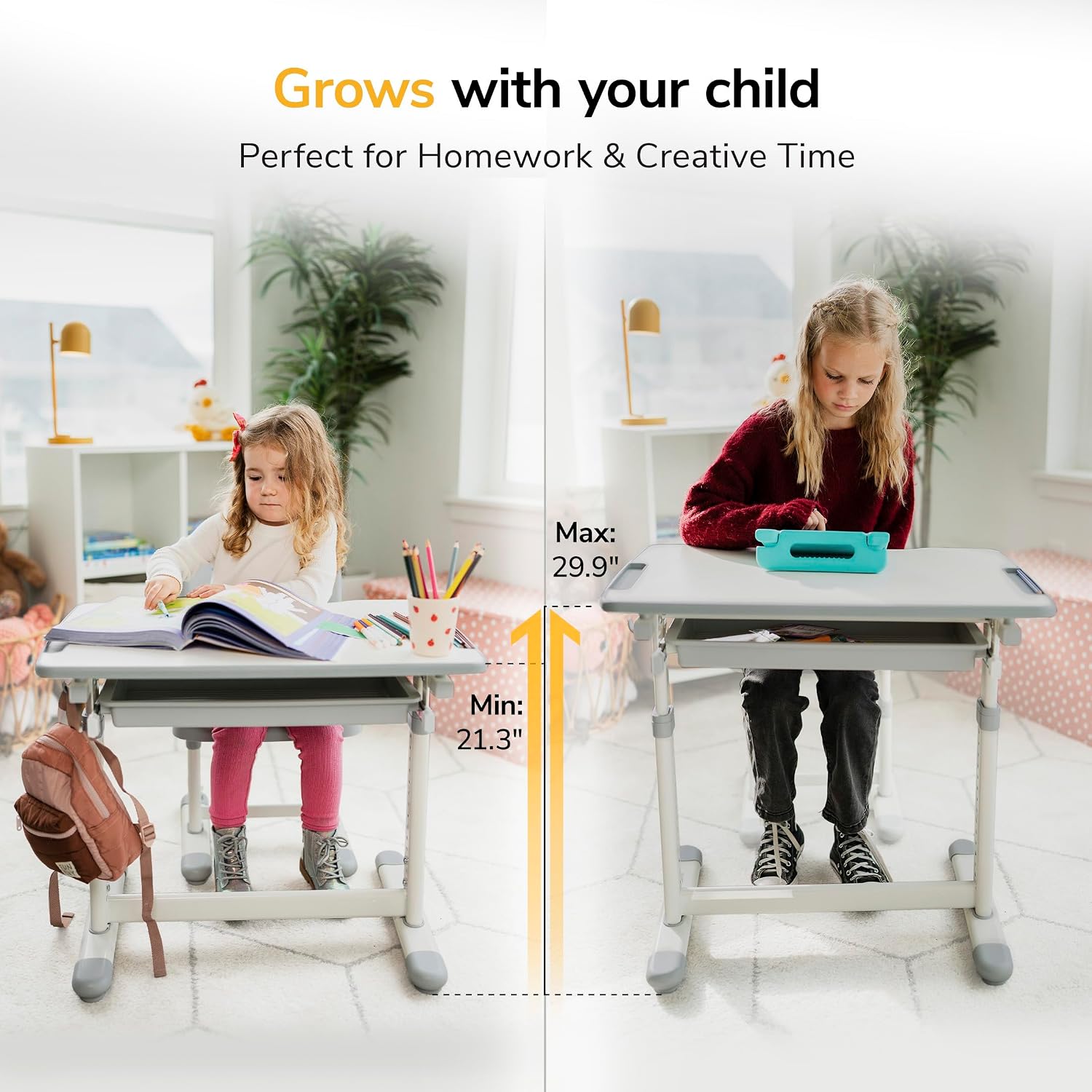 Conjunto de mesa e cadeira inf - Desk Setup Height avaliação e preço
