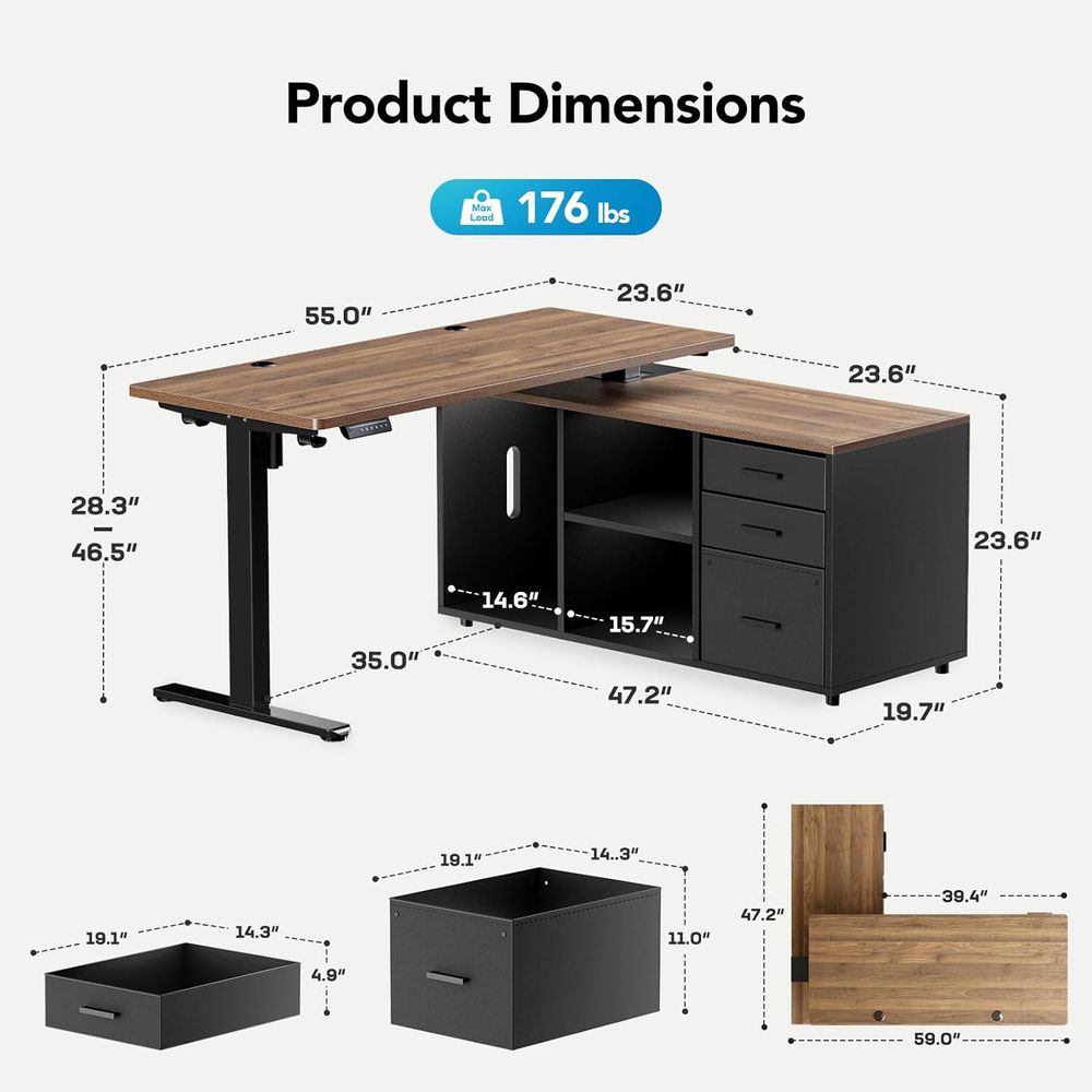 Mesa de Escritório em L de 55  - Desk Setup Height avaliação e preço